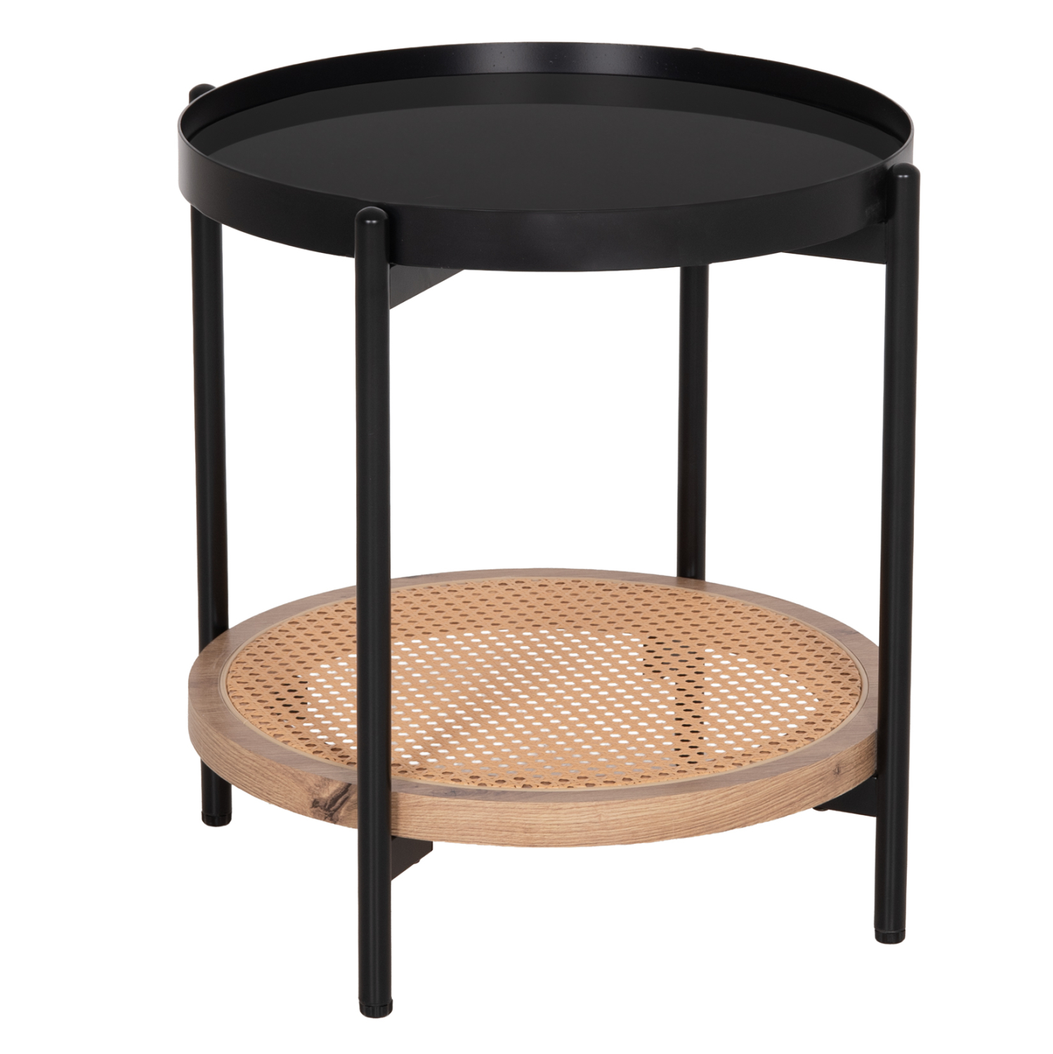 boithitiko-trapezi-fb918031-gyali-top-me ΒΟΗΘΗΤΙΚΟ ΤΡΑΠΕΖΙ SEITZ HM18031 ΓΥΑΛΙ TOP-ΜΕΤΑΛΛΟ-RATTAN ΣΕ ΦΥΣΙΚΟ Φ50x56Υεκ. - Image 1
