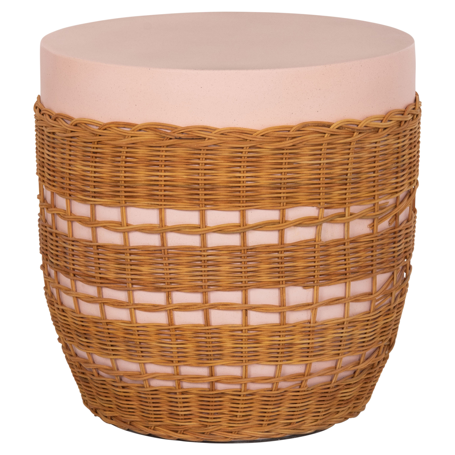 boithitiko-trapezi-fb918166-fiber-cement ΒΟΗΘΗΤΙΚΟ ΤΡΑΠΕΖΙ VILHENA HM18166 FIBER CEMENT ΡΟΖ-RATTAN ΦΥΣΙΚΟ Φ44.5x45Υεκ. - Image 1