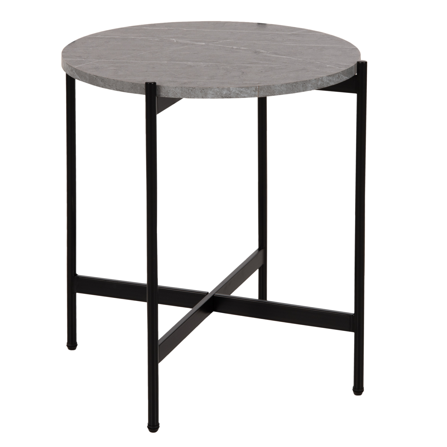 boithitiko-trapezi-fb9958902-mdf-gkri-ma-6 ΒΟΗΘΗΤΙΚΟ ΤΡΑΠΕΖΙ HM9589.02 MDF ΓΚΡΙ ΜΑΡΜΑΡΟ-ΜΑΥΡΗ ΜΕΤΑΛΛΙΚΗ ΒΑΣΗ Φ50x55Υεκ. - Image 1