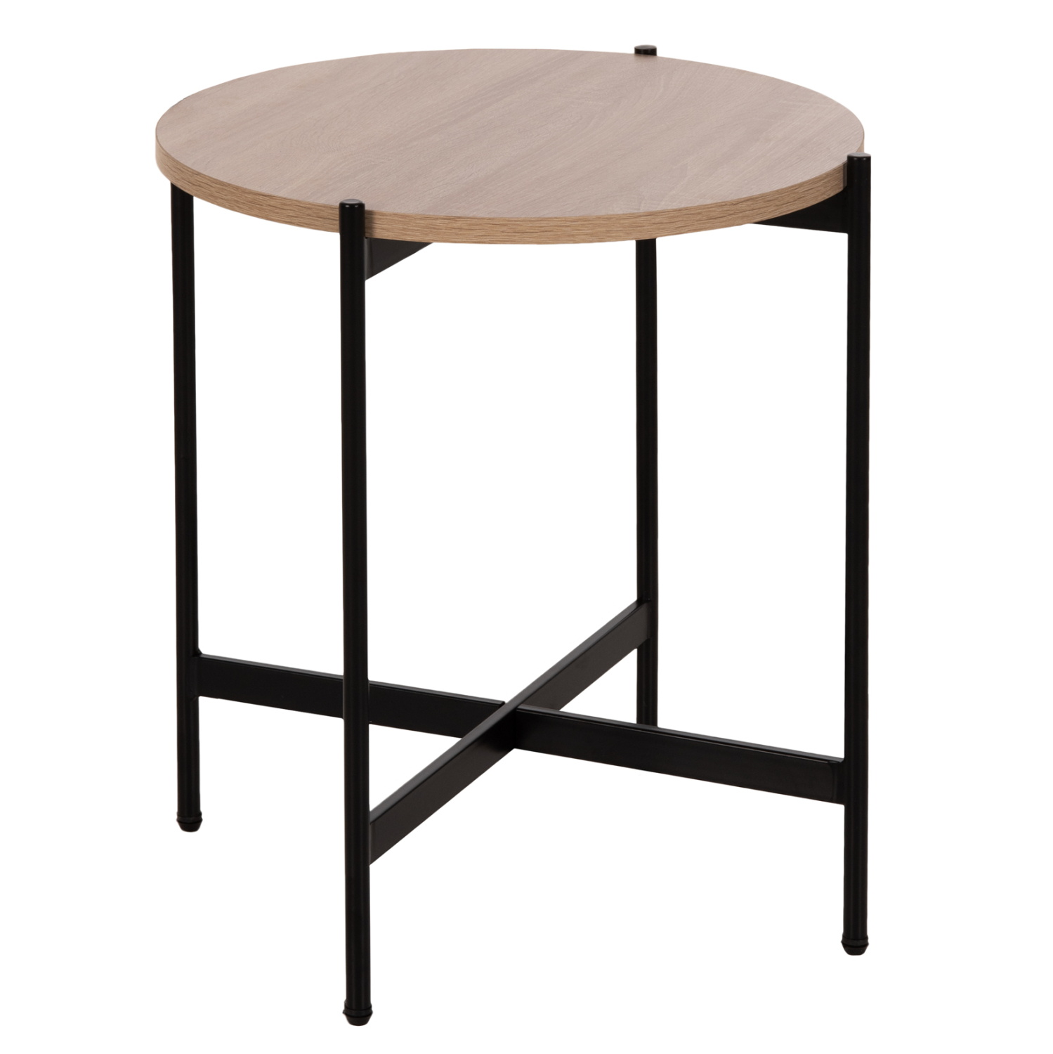 boithitiko-trapezi-fb9958903-mdf-sonama- ΒΟΗΘΗΤΙΚΟ ΤΡΑΠΕΖΙ HM9589.03 MDF SONAMA-ΜΑΥΡΗ ΜΕΤΑΛΛΙΚΗ ΒΑΣΗ Φ50x55Υεκ. - Image 1
