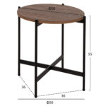 ΒΟΗΘΗΤΙΚΟ ΤΡΑΠΕΖΙ HM9589.04 MDF ΚΑΡΥΔΙ-ΜΑΥΡΗ ΜΕΤΑΛΛΙΚΗ ΒΑΣΗ Φ50x55Υεκ. - Image 2