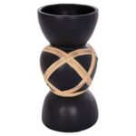 ΔΙΑΚΟΣΜΗΤΙΚΟ ΒΑΖΟ ΔΑΠΕΔΟΥ MAYNARD HM4672.01L TERRACOTTA ΜΑΥΡΟ-RATTAN Φ32x62.5Υεκ - Image 3