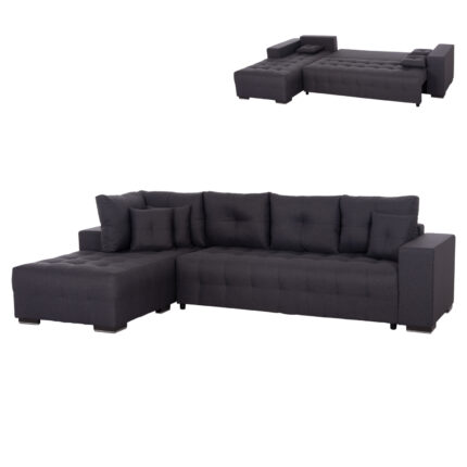 ΓΩΝΙΑΚΟΣ ΚΑΝΑΠΕΣ-ΚΡΕΒΑΤΙ ΜΕ ΑΠΟΘ.ΧΩΡΟ TRENDSTON HM3302.01L ΓΚΡΙ ΥΦΑΣΜΑ 298x177x95Υεκ