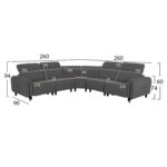 ΓΩΝΙΑΚΟΣ ΚΑΝΑΠΕΣ ΜΕ RECLINE ORACLE HM3290.01 ΓΚΡΙ ΥΦΑΣΜΑ 260x260x90(κάθισμα)x94Υεκ. - Image 3