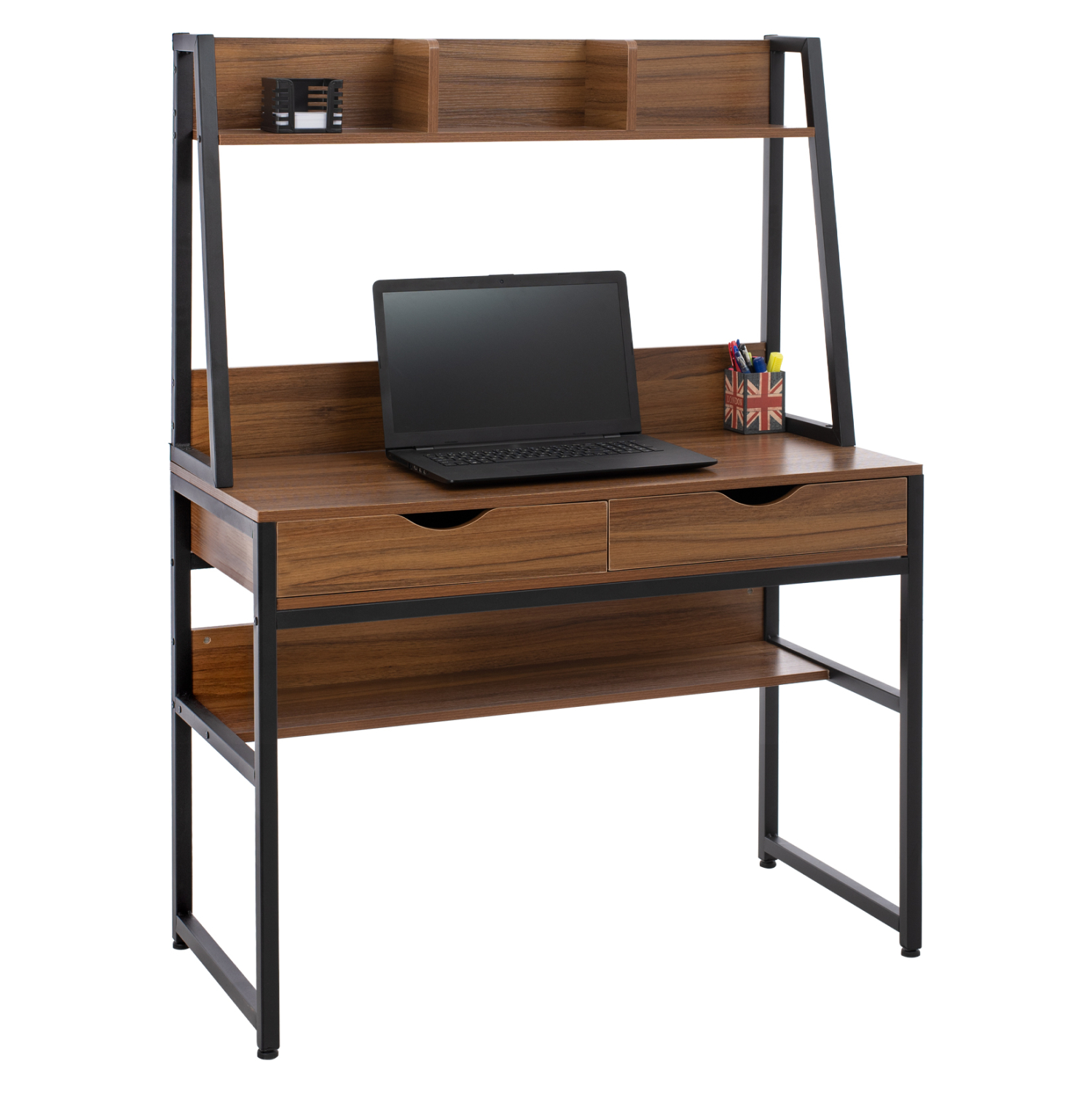 grafeio-me-bibliothiki-fb9239012-melamin-8 ΓΡΑΦΕΙΟ ΜΕ ΒΙΒΛΙΟΘΗΚΗ TANAYA HM2390.12 ΜΕΛΑΜΙΝΗ ΚΑΡΥΔΙ-ΜΑΥΡΟΣ ΜΕΤΑΛΛ.ΣΚΕΛΕΤΟΣ 100x48x139Y - Image 1