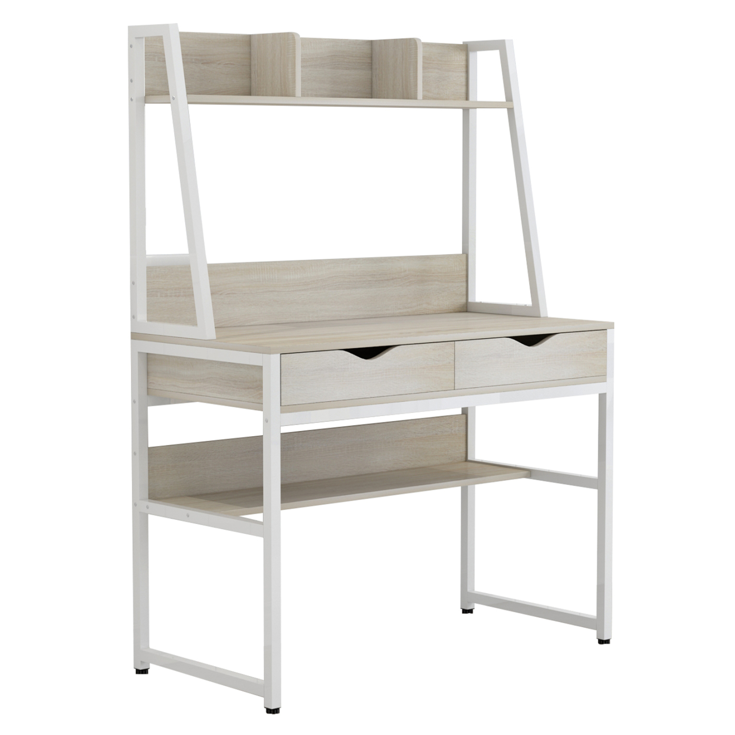 grafeio-me-bibliothiki-fb9239013-melamin-5 ΓΡΑΦΕΙΟ ΜΕ ΒΙΒΛΙΟΘΗΚΗ TANAYA HM2390.13 ΜΕΛΑΜΙΝΗ SONAMA-ΛΕΥΚΟΣ ΜΕΤΑΛΛO 100x48x139Y - Image 1