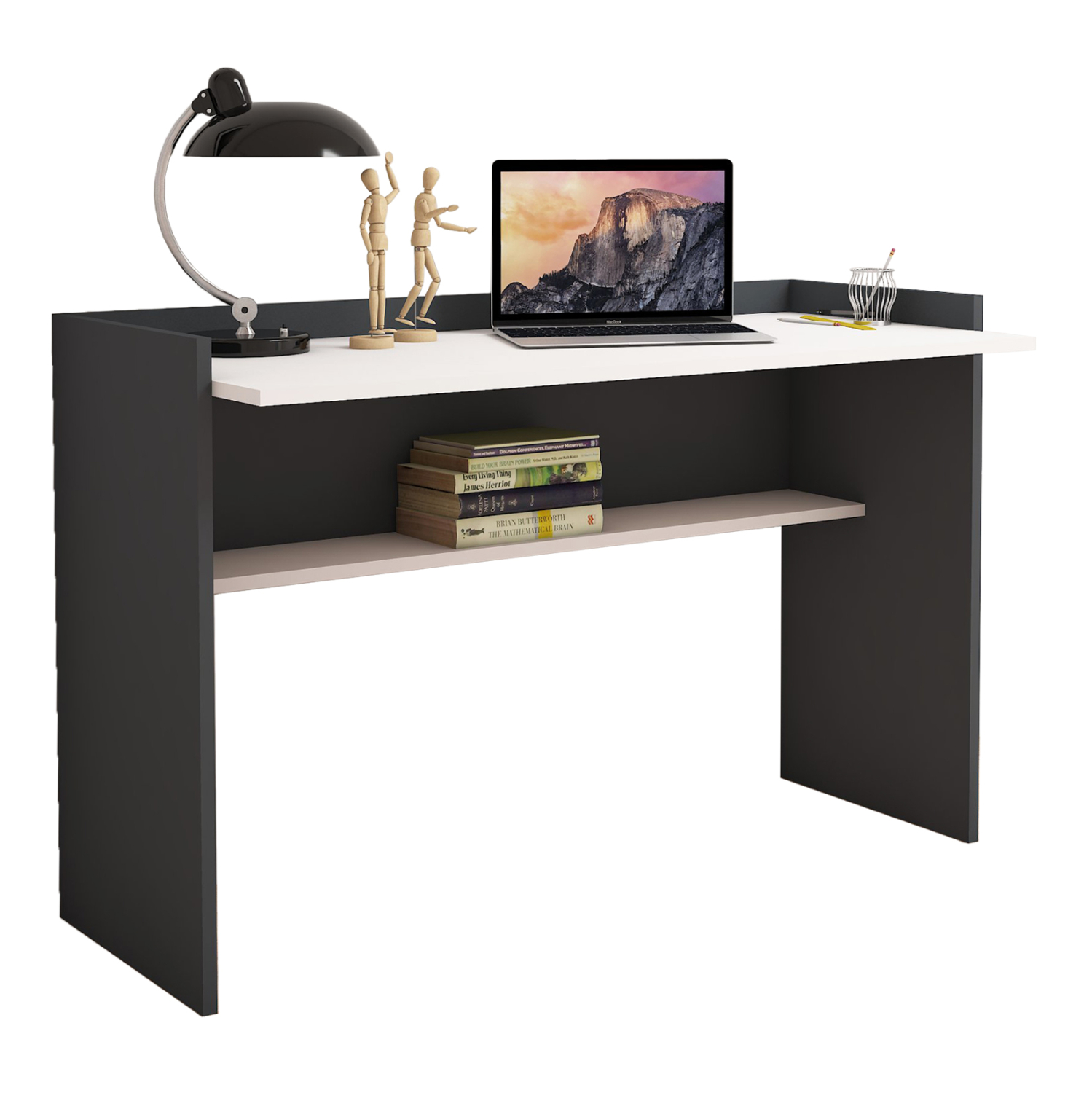 grafeio-melaminis-gkri-leyko-fb9922713-1 ΓΡΑΦΕΙΟ ΜΕΛΑΜΙΝΗΣ ΓΚΡΙ ΛΕΥΚΟ CLASSIKER HM9227.13 118x58x80Υεκ. - Image 1