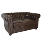 ΚΑΝΑΠΕΣ 2ΘΕΣΙΟΣ T.CHESTERFIELD HM3010.01 ΤΕΧΝΟΔΕΡΜΑ ΣΚΟΥΡΟ ΚΑΦΕ 155x90x73 εκ.