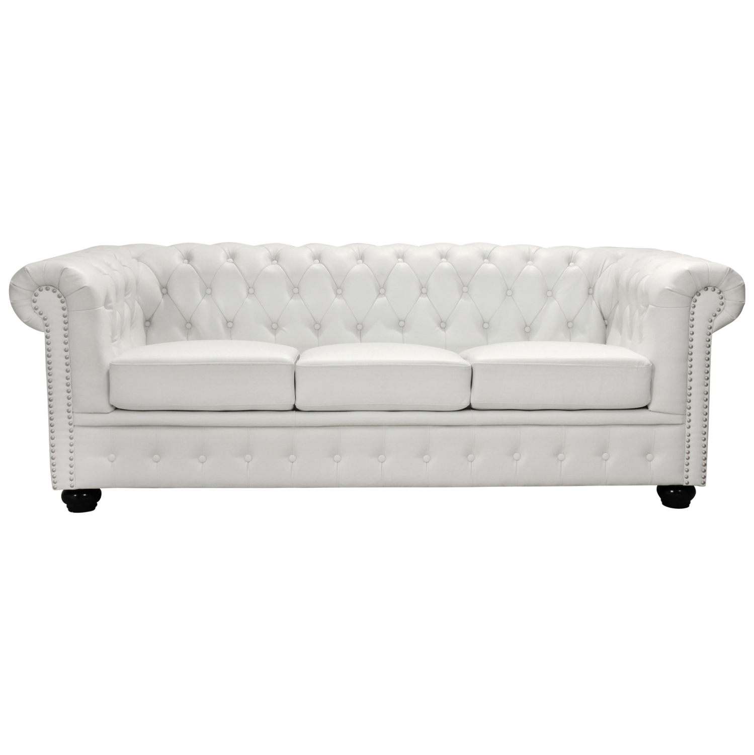 kanapes-3thesios-fb9300902-technoderma-l ΚΑΝΑΠΕΣ 3ΘΕΣΙΟΣ T.CHESTERFIELD HM3009.02 ΤΕΧΝΟΔΕΡΜΑ ΛΕΥΚΟ ΜΑΤ 208x90x73 εκ. - Image 1
