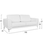 ΚΑΝΑΠΕΣ 3ΘΕΣΙΟΣ KENZIE HM3121.32 ΜΕ ΛΕΥΚΟ PU 190x81x81 εκ. - Image 2