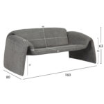 ΚΑΝΑΠΕΣ ΔΙΘΕΣΙΟΣ LAFORGE HM9680.01 ΜΕΤΑΛΛΙΚΟΣ ΣΚΕΛΕΤΟΣ-ΓΚΡΙ ΜΠΟΥΚΛΕ ΥΦΑΣΜΑ 160x80x63Υεκ. - Image 2