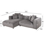 ΚΑΝΑΠΕΣ ΓΩΝΙΑ (ΑΡΙΣΤΕΡΗ) 3-ΘΕΣΙΟΣ GRACE HM3280.03L ΓΚΡΙ ΥΦΑΣΜΑ 252x160x70-90Υεκ - Image 2