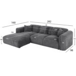 ΚΑΝΑΠΕΣ ΓΩΝΙΑ (ΑΡΙΣΤΕΡΗ) BRICKEN HM3275.04L ΑΝΘΡΑΚΙ ΥΦΑΣΜΑ 110-282x98-160x72Υεκ. - Image 3