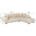 ΚΑΝΑΠΕΣ ΓΩΝΙΑ (ΔΕΞΙΑ) COVEN HM3266.01R ΕΚΡΟΥ ΥΦΑΣΜΑ 298x102-208x85Υεκ. - Image 2