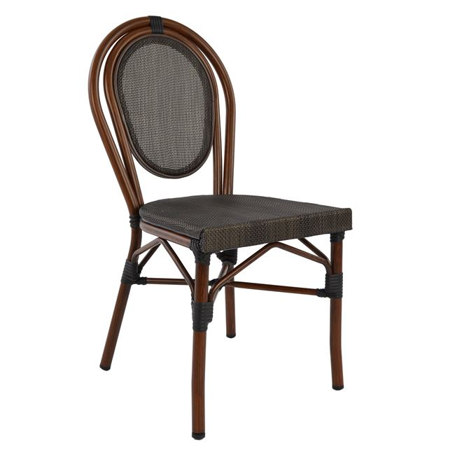 karekla-aloyminioy-bamboo-look-kafe-me-t-9 ΚΑΡΕΚΛΑ ΑΛΟΥΜΙΝΙΟΥ KASON BAMBOO LOOK ΚΑΦΕ ΜΕ TEXTLINE 40,5x56,5x89,5 εκ. HM5026 - Image 1