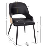 ΚΑΡΕΚΛΑ DELF HM9617.01 PU ΜΑΥΡΟ-ΜΑΥΡΑ ΜΕΤΑΛ. ΠΟΔΙΑ-ΞΥΛΙΝΗ ΠΛΑΤΗ ΦΥΣΙΚΟ 48x55x76Υεκ. - Image 2