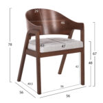 ΚΑΡΕΚΛΑ NERO HM9972 RUBBERWOOD ΣΕ ΚΑΡΥΔΙ-ΓΚΡΙ ΥΦΑΣΜΑ ΚΑΘΙΣΜΑ 56x56x78Yεκ. - Image 2