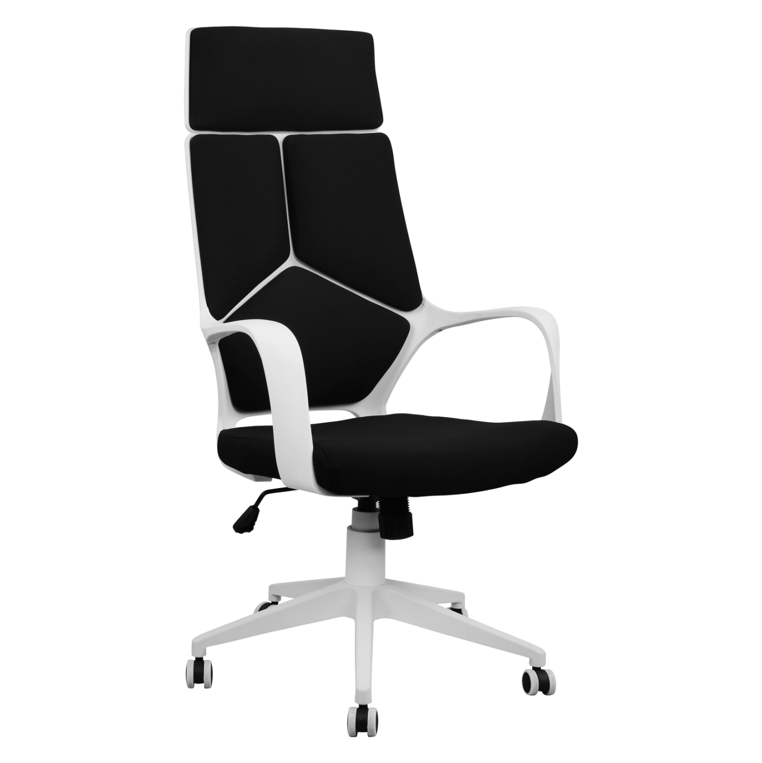 karekla-grafeioy-fb9105401-mayro-podi-le ΚΑΡΕΚΛΑ ΓΡΑΦΕΙΟΥ ANIVIA HM1054.01 ΜΑΥΡO & ΠΟΔΙ ΛΕΥΚΟ 64x61x126 εκ. - Image 1