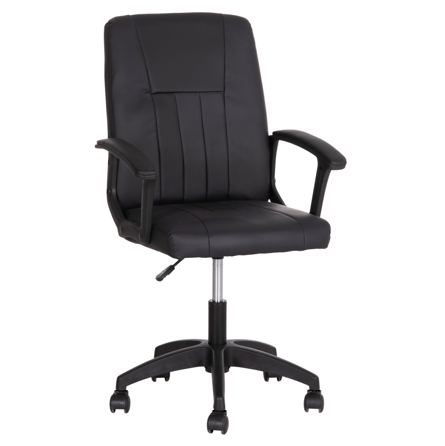 karekla-grafeioy-fb9120001-mayro-pvc-may-10 ΚΑΡΕΚΛΑ ΓΡΑΦΕΙΟΥ NIM HM1200.01 ΜΑΥΡΟ PVC-ΜΑΥΡΟΣ ΣΚΕΛΕΤΟΣ & ΒΑΣΗ 58x65x100Υεκ - Image 1