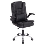 ΚΑΡΕΚΛΑ ΓΡΑΦΕΙΟΥ CANAN HM1201 ΜΑΥΡO PVC-ΒΑΣΗ ΧΡΩΜΙΟΥ 66x61x105Υεκ.