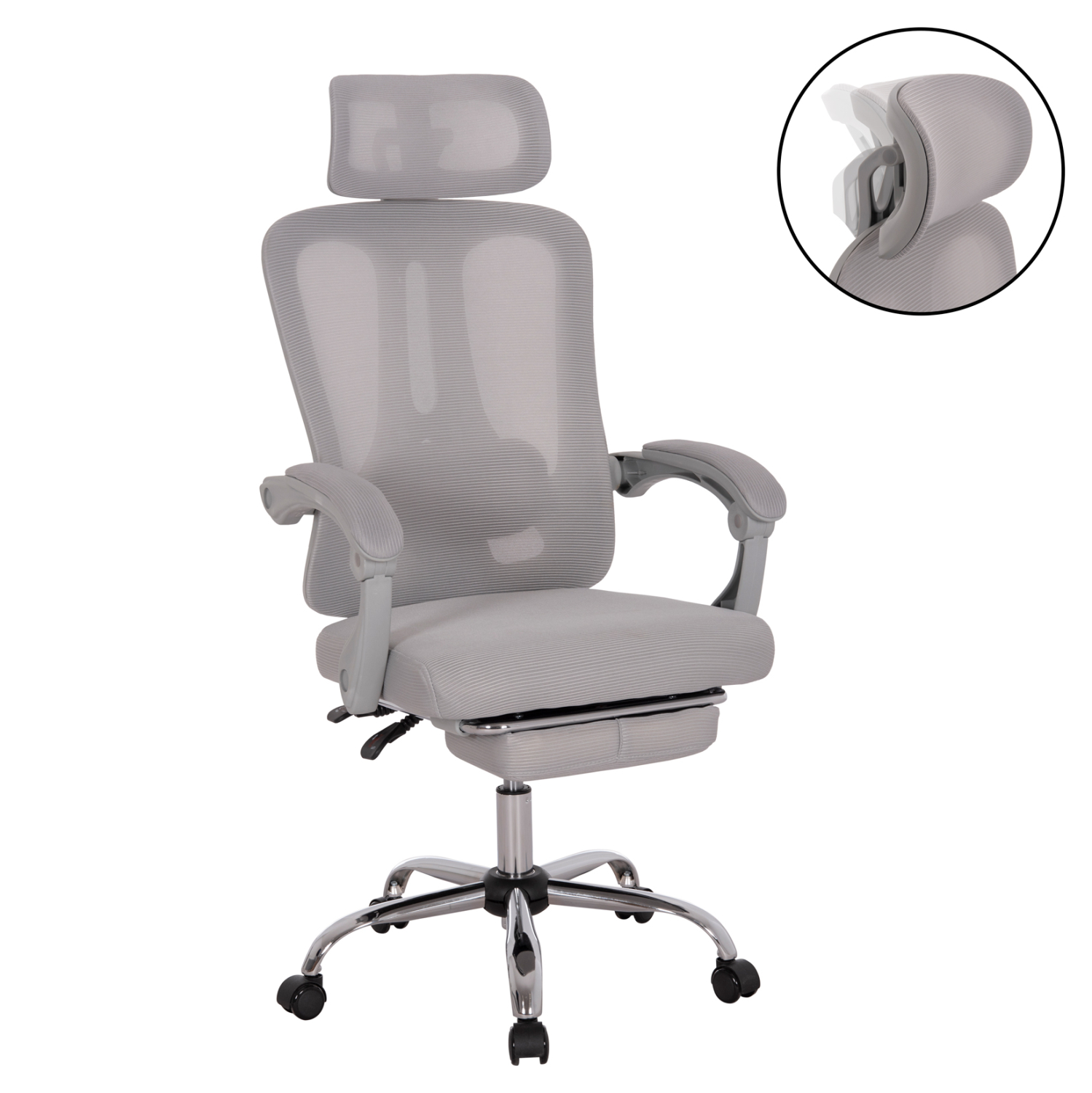 karekla-grafeioy-fb91825802-gkri-mesh-gk-10 ΚΑΡΕΚΛΑ ΓΡΑΦΕΙΟΥ BARNET HM18258.02 ΓΚΡΙ MESH-ΓΚΡΙ ΣΚΕΛΕΤΟΣ NYLON 61x62x123Υ - Image 1
