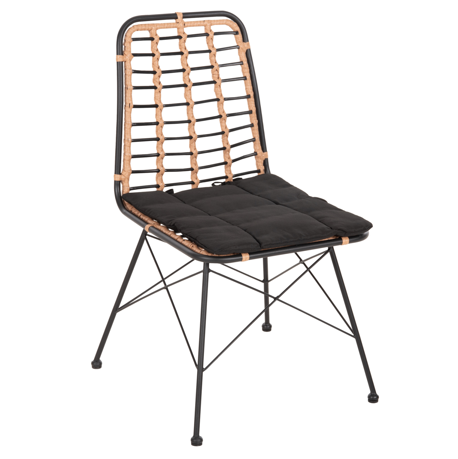 karekla-metalliki-fb9569111-wicker-mpez-1-1 ΚΑΡΕΚΛΑ ΜΕΤΑΛΛΙΚΗ ALLEGRA HM5691.11 WICKER ΜΠΕΖ-ΜΑΥΡΟ 51x54x84Υεκ. - Image 1