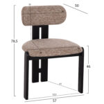 ΚΑΡΕΚΛΑ ΤΡΑΠΕΖΑΡΙΑΣ KARVO HM18252.03 ΚΑΦΕ ΥΦΑΣΜΑ--ΞΥΛΟ ΣΕ ΜΑΥΡΟ 57x50x78,5Υεκ. - Image 2