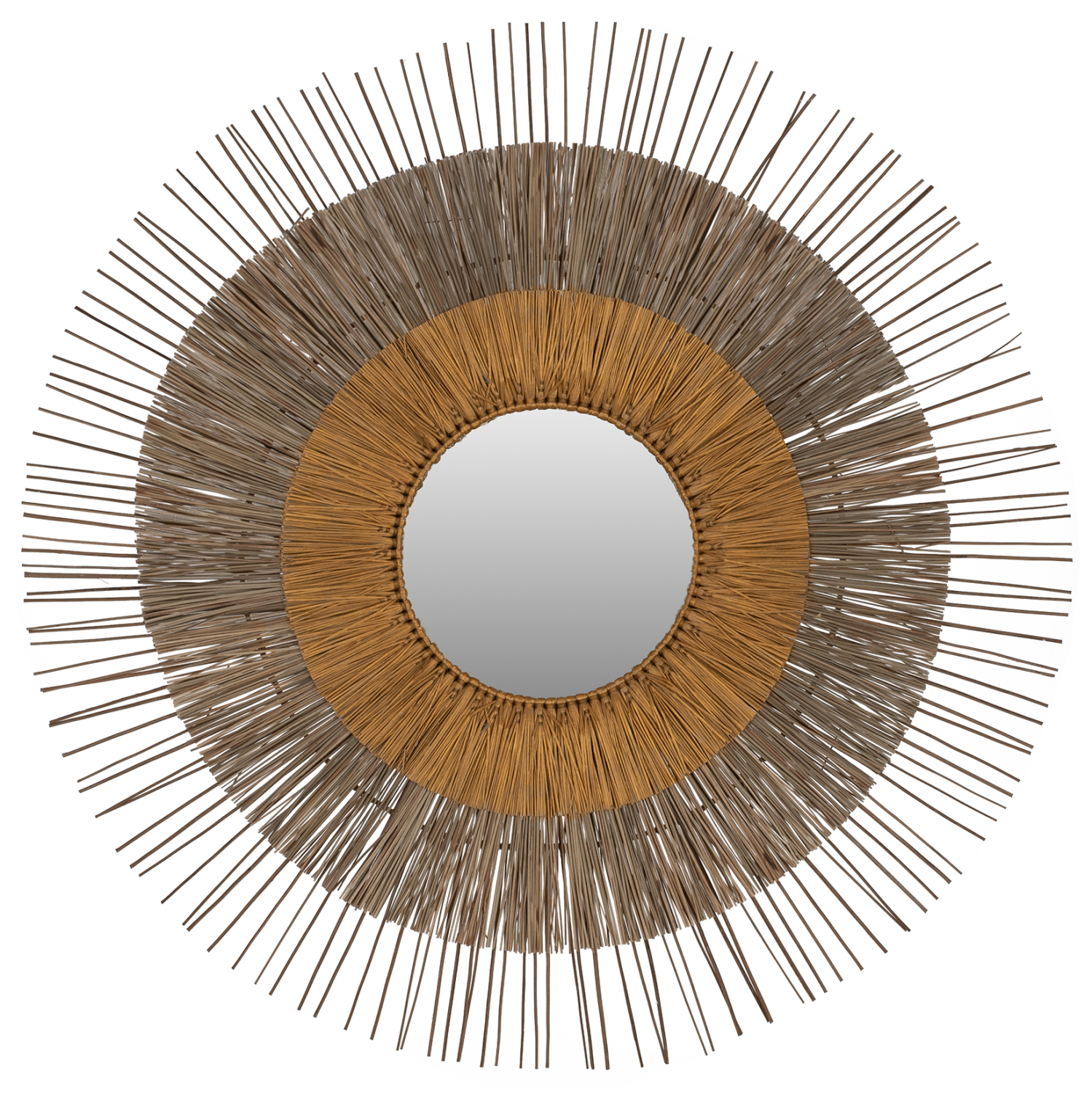 kathreptis-me-plaisio-mendong-grass-f105 ΚΑΘΡΕΠΤΗΣ ΜΕ ΠΛΑΙΣΙΟ MENDONG GRASS Φ105εκ ΣΕ ΧΡΩΜΑ ΦΥΣΙΚΟ ΧΡΥΣΟ HM7798 - Image 1