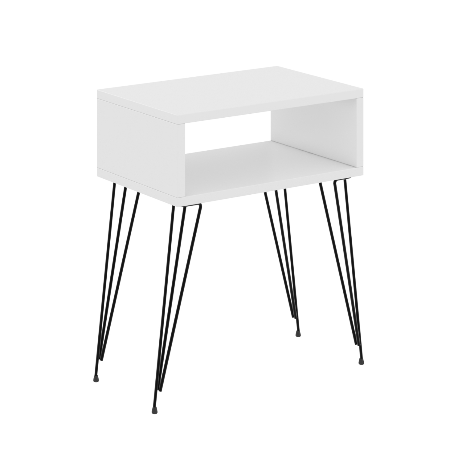 komodino-fb91818401-melamini-se-leyko-me-2 ΚΟΜΟΔΙΝΟ TODD HM18184.01 ΜΕΛΑΜΙΝΗ ΣΕ ΛΕΥΚΟ-ΜΕΤΑΛ.ΜΑΥΡΑ ΠΟΔΙΑ 45x30x58Υεκ. - Image 1