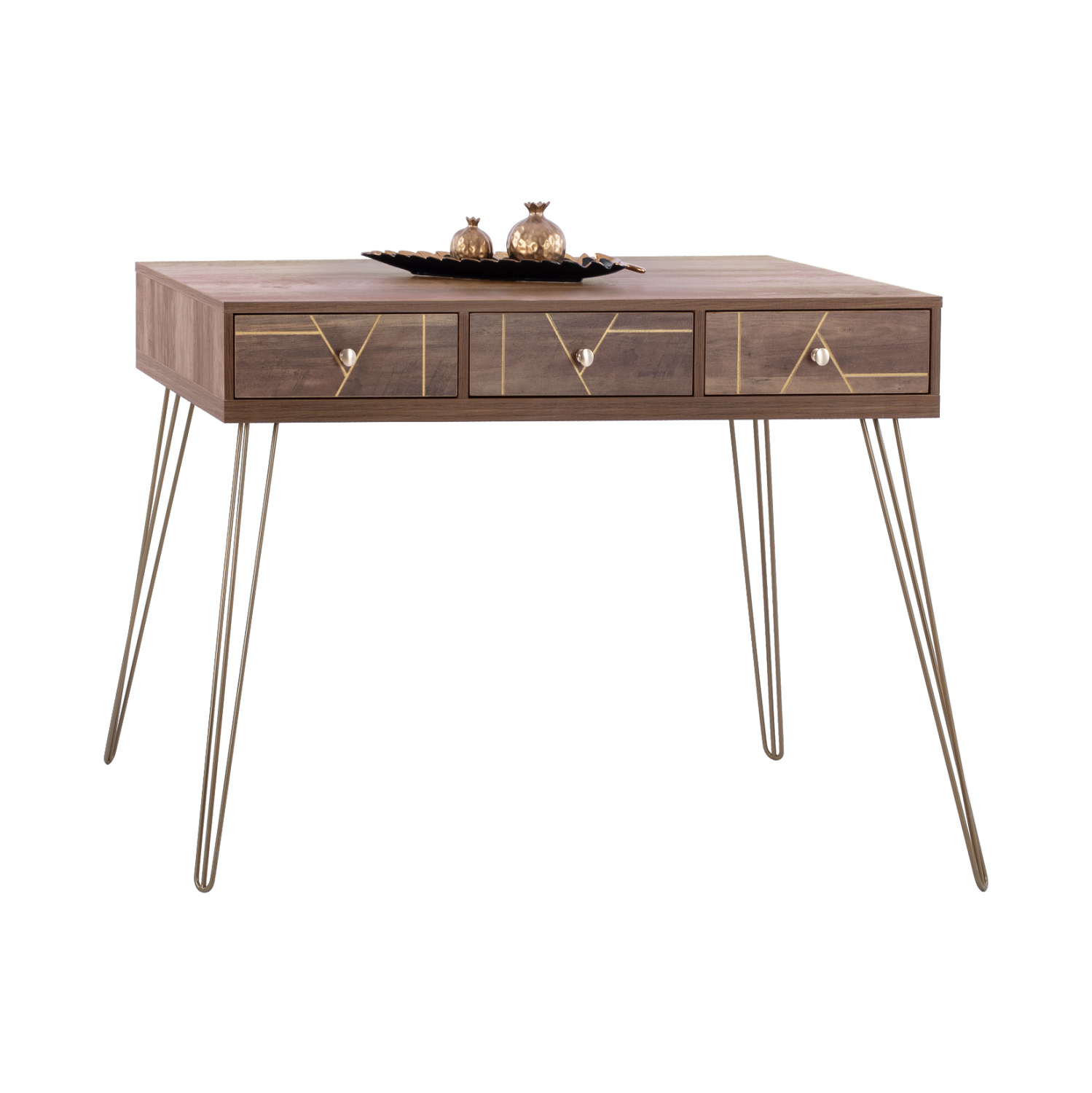 konsola-fb98653-karydi-me-chryso-120x55x ΚΟΝΣΟΛΑ KAITLYN HM8653 ΚΑΡΥΔΙ ΜΕ ΧΡΥΣΟ 120x55x79,5Y εκ. - Image 1