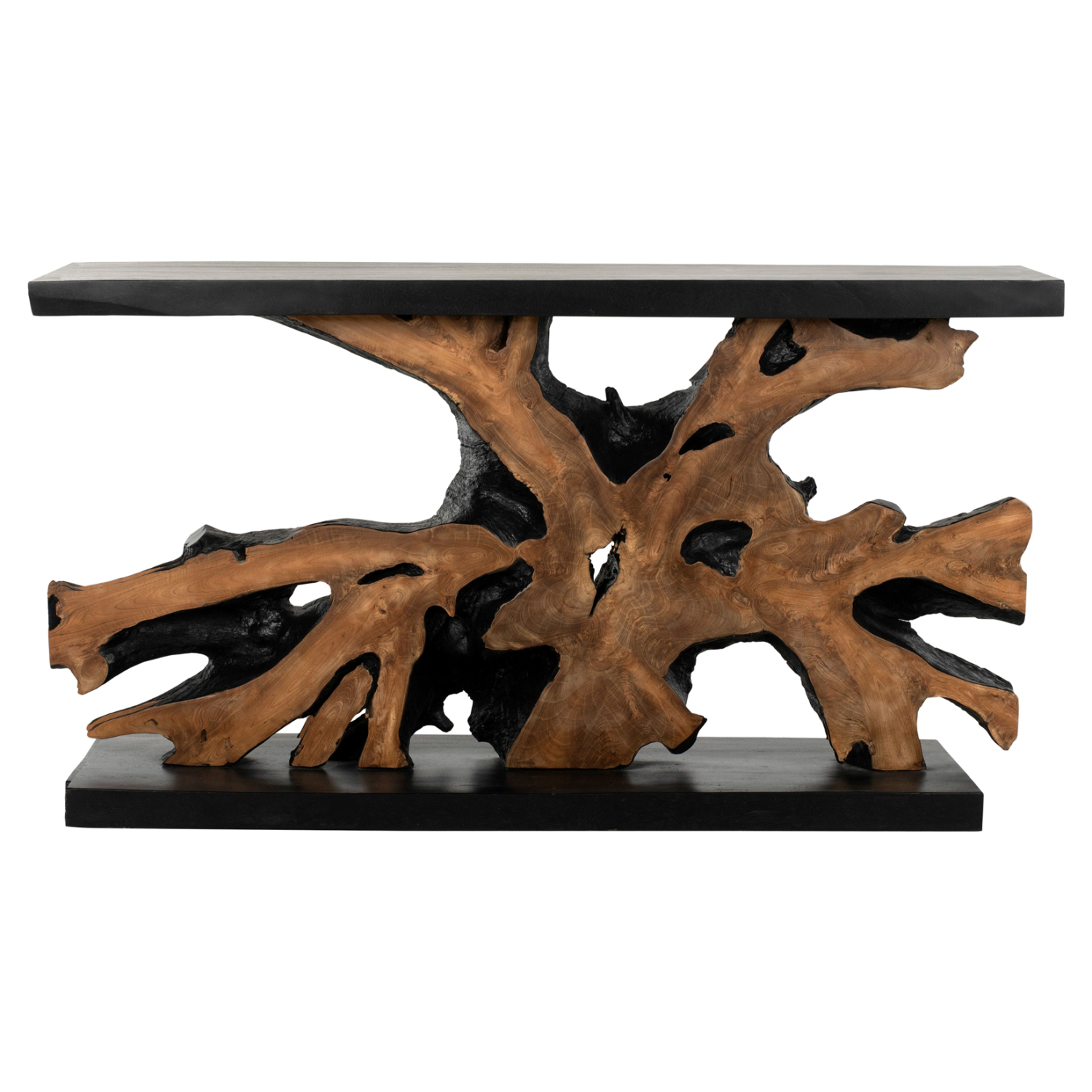 konsola-fb99356-apo-masif-xylo-teak-fysi ΚΟΝΣΟΛΑ HM9356 ΑΠΟ ΜΑΣΙΦ ΞΥΛΟ ΤEAK ΦΥΣΙΚΟ - ΜΑΥΡΟ 150X40X80YΕΚ. - Image 1