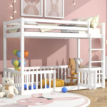 ΚΟΥΚΕΤΑ ΠΑΙΔΙΚΗ ΜΕ ΠΑΡΚΑΚΙ PLAYKID HM21312.01 ΞΥΛΟ ΠΕΥΚΟΥ ΛΕΥΚΟ--ME ΣΤΡΩΜΑ 90x190εκ - Image 2