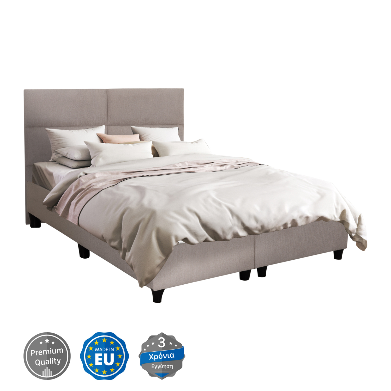krebati-fb961632-mpez-yfasma-gia-stroma- ΚΡΕΒΑΤΙ MILO HM616.32 ΜΠΕΖ ΥΦΑΣΜΑ ΓΙΑ ΣΤΡΩΜΑ 160x200εκ - Image 1