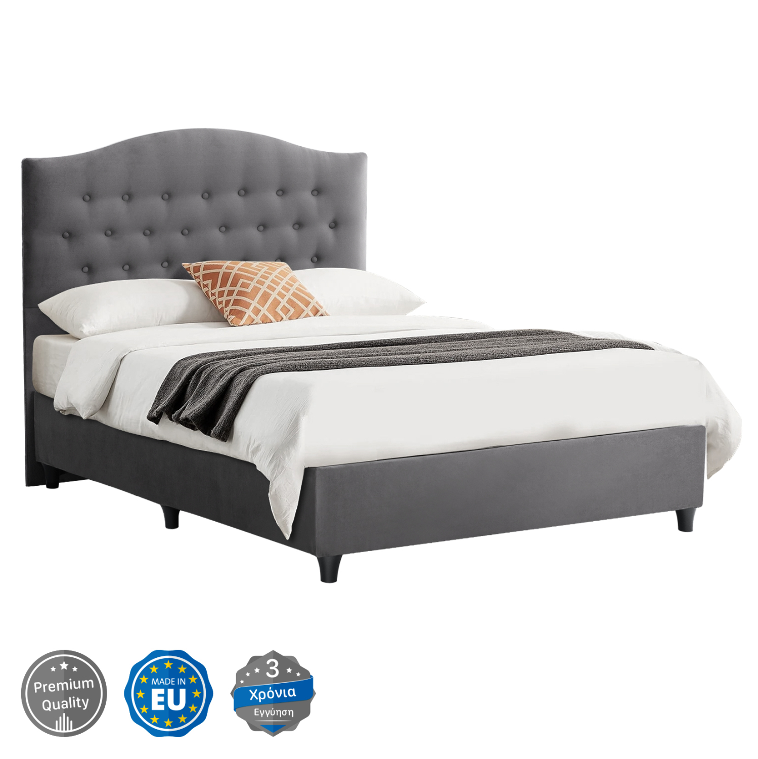 krebati-malena-apo-gkri-beloydo-fb964710-10 ΚΡΕΒΑΤΙ MALENA ΑΠΟ ΓΚΡΙ ΒΕΛΟΥΔΟ HM647.10 ΓΙΑ ΣΤΡΩΜΑ 120x200 εκ. - Image 1