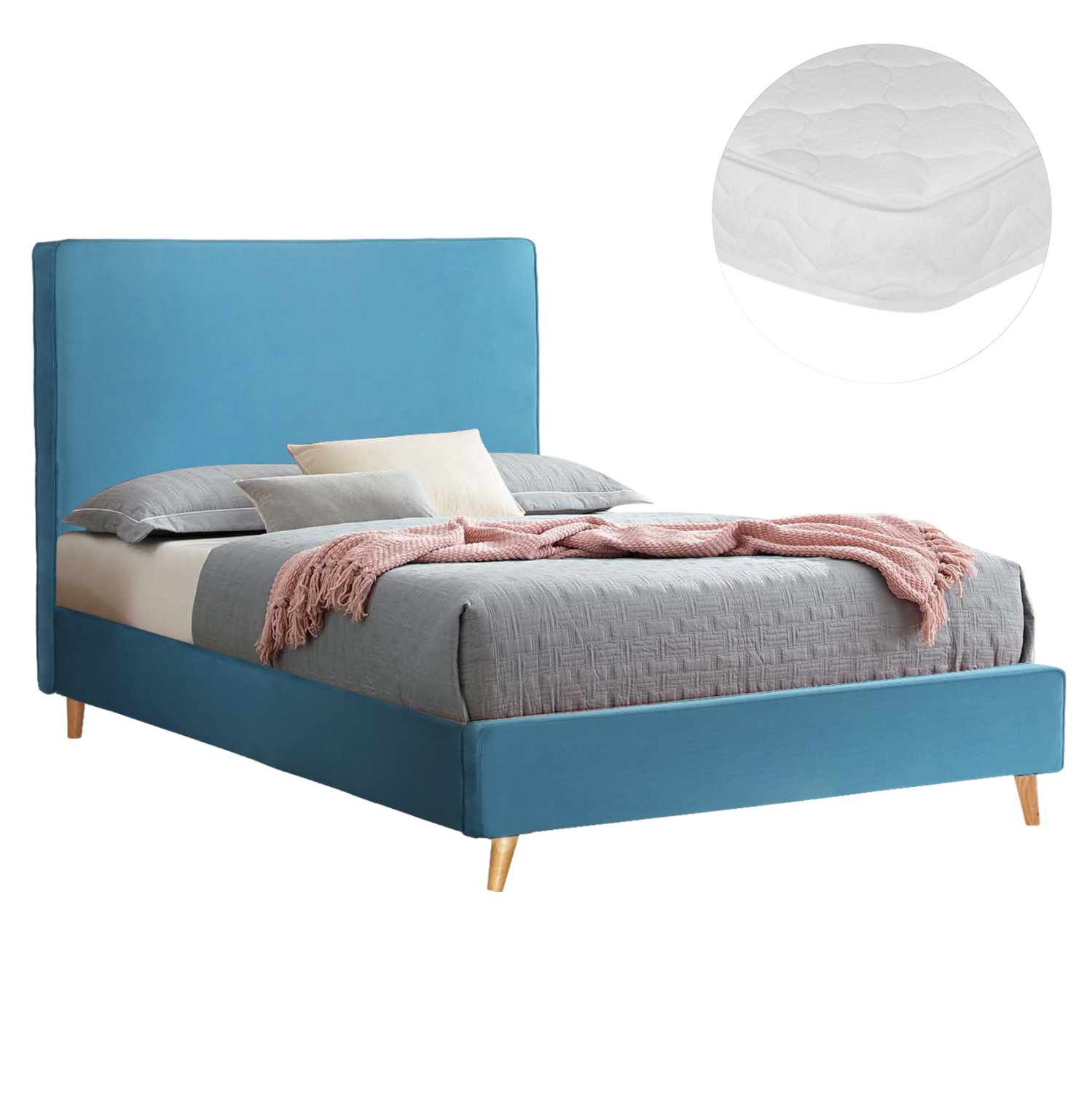 krebati-me-stroma-fb92128102-tirkoyaz-be ΚΡΕΒΑΤΙ ΜΕ ΣΤΡΩΜΑ MAYLIN HM21281.02 ΤΙΡΚΟΥΑΖ ΒΕΛΟΥΔΟ--ΓΙΑ 120x200εκ - Image 1