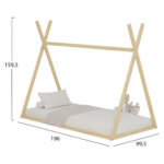 ΚΡΕΒΑΤΙ ΠΑΙΔΙΚΟ MUNK HM681.01 τ.MONTESSORI ΜΑΣΙΦ ΞΥΛΟ ΠΕΥΚΟΥ ΦΥΣΙΚΟ- 190x90εκ - Image 3