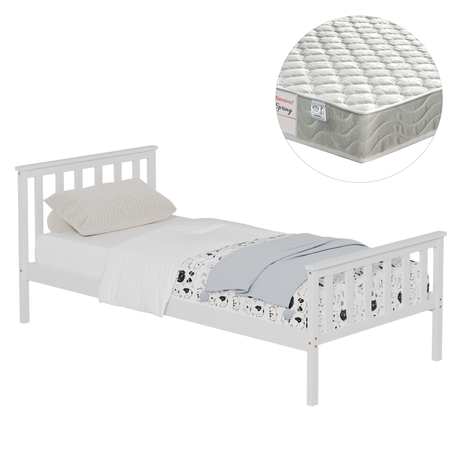 krebati-paidiko-me-stroma-fb92130001-xyl ΚΡΕΒΑΤΙ ΠΑΙΔΙΚΟ ΜΕ ΣΤΡΩΜΑ GIMLY HM21300.01 ΞΥΛΟ ΠΕΥΚΟΥ ΣΕ ΛΕΥΚΟ ΓΙΑ ΣΤΡΩΜΑ 90x190εκ - Image 1