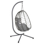 ΚΡΕΜΑΣΤΗ ΠΟΛΥΘΡΟΝΑ ΦΩΛΙΑ MILLIE HM5997.10 ΜΕΤΑΛΛΟ-ΣΥΝΘ.RATTAN ΓΚΡΙ 90x75x190Υεκ. - Image 5
