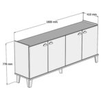 ΜΠΟΥΦΕΣ ΜΕΛΑΜΙΝΗΣ HM9045.01 NATURAL WOOD - ΜΑΥΡΟ ΜΑΡΜΑΡΟ 180x41x77,8Y εκ. - Image 2