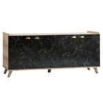 ΜΠΟΥΦΕΣ ΜΕΛΑΜΙΝΗΣ HM9045.01 NATURAL WOOD - ΜΑΥΡΟ ΜΑΡΜΑΡΟ 180x41x77,8Y εκ.