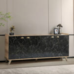 ΜΠΟΥΦΕΣ ΜΕΛΑΜΙΝΗΣ HM9045.01 NATURAL WOOD - ΜΑΥΡΟ ΜΑΡΜΑΡΟ 180x41x77,8Y εκ. - Image 6