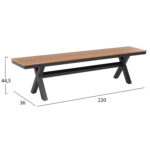 ΠΑΓΚΑΚΙ ΑΛΟΥΜΙΝΙΟΥ TAWNEE HM6040.01 ΑΝΘΡΑΚΙ-POLYWOOD ΚΑΘΙΣΜΑ ΦΥΣΙΚΟ 220x36x44,5Υεκ. - Image 2