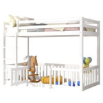 ΠΑΙΔΙΚΗ ΚΟΥΚΕΤΑ τ.MONTESSORI ΜΕ ΠΑΡΚΑΚΙ PLAYKID HM703.03 ΞΥΛΟ ΠΕΥΚΟΥ ΛΕΥΚΟ ΓΙΑ 190x90εκ