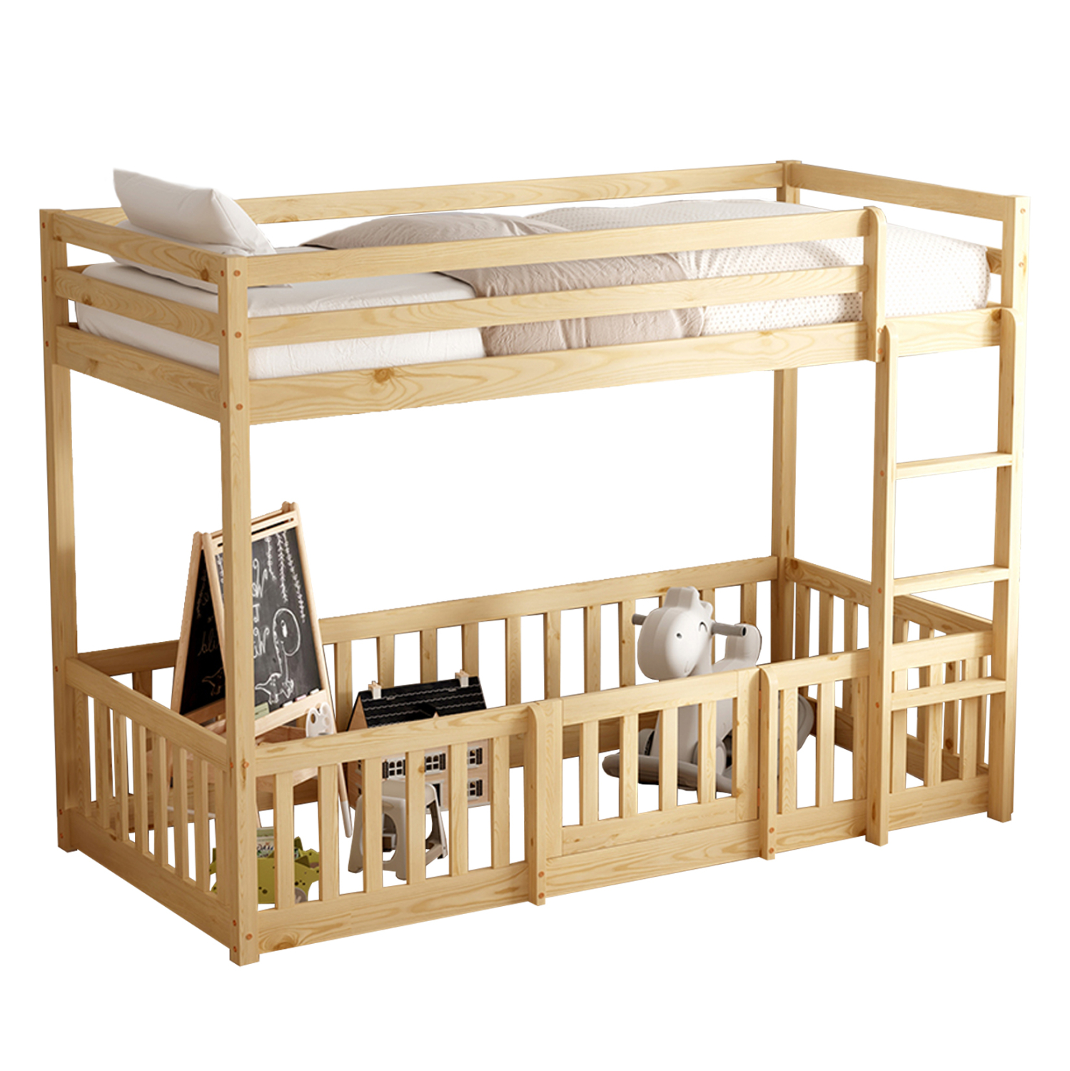 paidiki-koyketa-tmontessori-me-parkaki-f ΠΑΙΔΙΚΗ ΚΟΥΚΕΤΑ τ.MONTESSORI ΜΕ ΠΑΡΚΑΚΙ PLAYKID HM703.01 ΞΥΛΟ ΠΕΥΚΟΥ ΦΥΣΙΚΟ ΓΙΑ 190x90εκ - Image 1