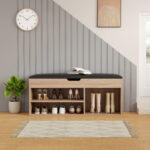 ΠΑΠΟΥΤΣΟΘΗΚΗ ΜΕ ΚΑΘΙΣΜΑ ROMIR HM2478.01 ΜΕΛΑΜΙΝΗ ΣΟΝΑΜΑ-ΚΑΘΙΣΜΑ PU ΚΑΦΕ 100x30x44Υ - Image 5