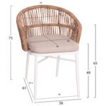 ΠΟΛΥΘΡΟΝΑ ΑΛΟΥΜΙΝΙΟΥ ORIN HM6265.02 ΛΕΥΚΗ-P.E.RATTAN ΦΥΣΙΚΟ-ΜΠΕΖ ΜΑΞΙΛΑΡΙΑ 58x61x75Υ - Image 2