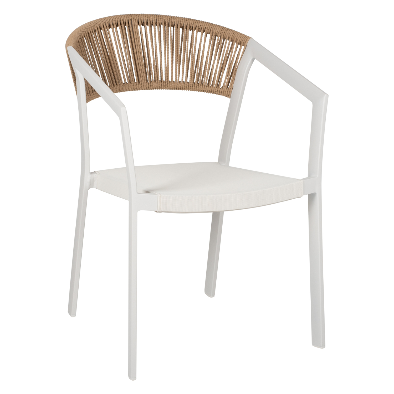 polythrona-aloyminioy-fb9589102-leykos-s-10 ΠΟΛΥΘΡΟΝΑ ΑΛΟΥΜΙΝΙΟΥ MIRI HM5891.02 ΛΕΥΚΟΣ ΣΚΕΛΕΤΟΣ&TEXTLINE-ΜΠΕΖ RATTAN 56x60x81,5Υ εκ. - Image 1
