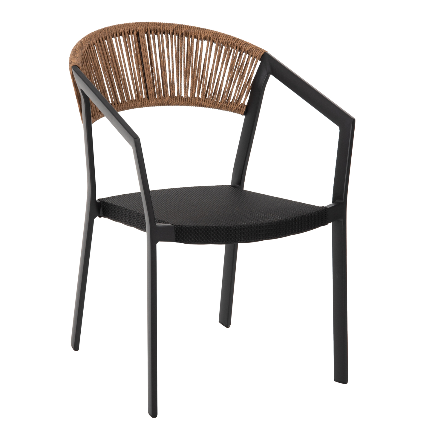 polythrona-aloyminioy-fb9589105-mayros-s-10 ΠΟΛΥΘΡΟΝΑ ΑΛΟΥΜΙΝΙΟΥ MIRI HM5891.05 ΜΑΥΡΟΣ ΣΚΕΛΕΤΟΣ&TEXTLINE-ΜΠΕΖ RATTAN 57,5x59x81,5Yεκ. - Image 1