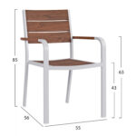 ΠΟΛΥΘΡΟΝΑ ΑΛΟΥΜΙΝΙΟΥ SAGA ΛΕΥΚΗ ΜΕ POLYWOOD HM5127.01 55x56x85Υ εκ. - Image 2