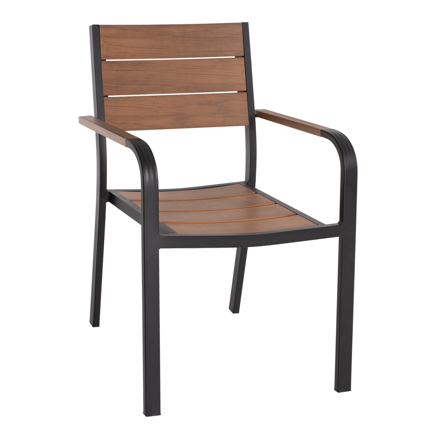 polythrona-aloyminioy-mayri-me-polywood- ΠΟΛΥΘΡΟΝΑ ΑΛΟΥΜΙΝΙΟΥ SAGA ΜΑΥΡΗ ΜΕ POLYWOOD HM5127.03 56x55x85,5Yεκ. - Image 1